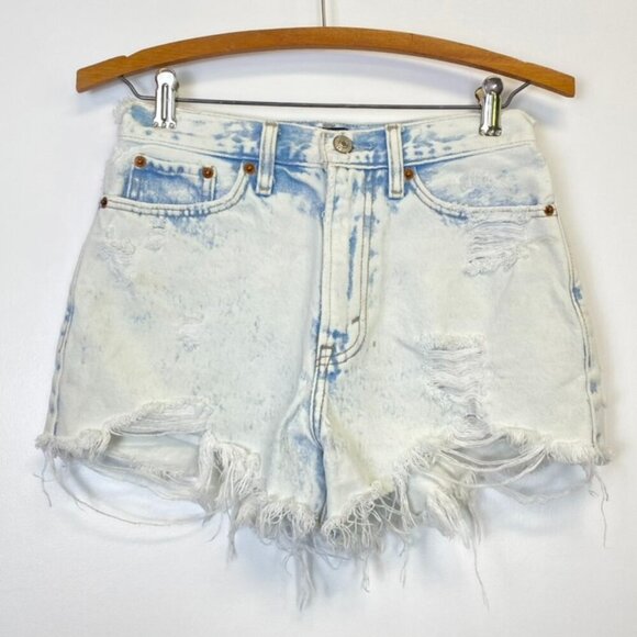 Abercrombie & Fitch Annie High Rise Distressed Jean Shorts - Picture 1 of 10